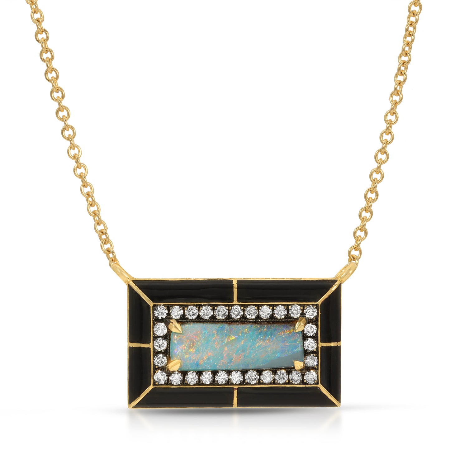 Opal & Diamond Enamel Necklace-Necklace-LORD Jewelry-hurdles-jewelry-boulder-colorado