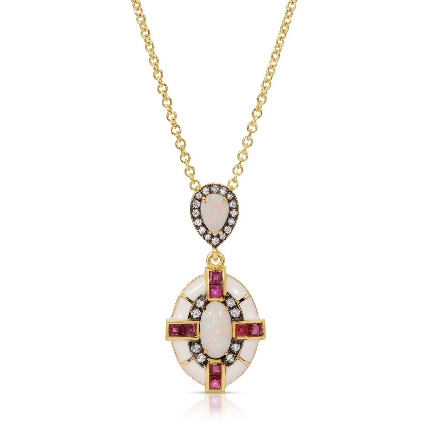 Opal, Ruby & Diamond Necklace-Necklace-LORD Jewelry-hurdles-jewelry-boulder-colorado