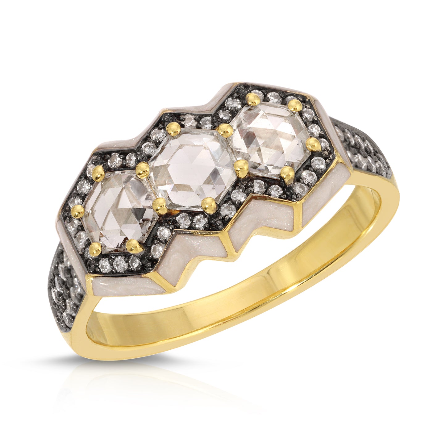 Rose Cut Diamond & Enamel Ring-Ring-LORD Jewelry-I don' know or see my size-hurdles-jewelry-boulder-colorado