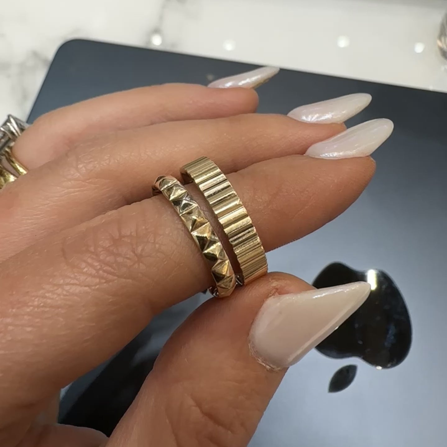 14kt Yellow Gold Studded Band