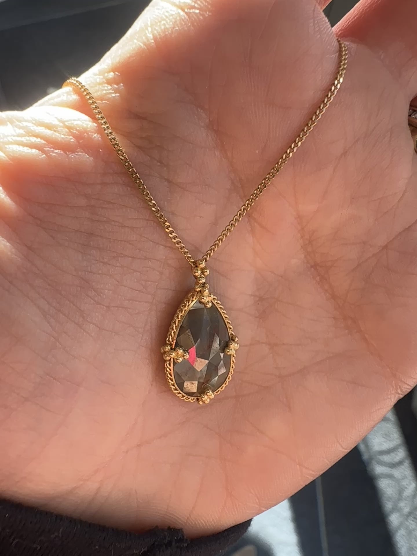 Gray Diamond Pear Shape Necklace