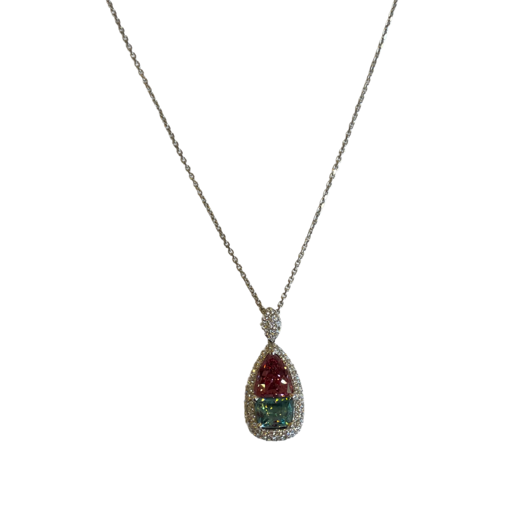 Blue Topaz, Spinel & Diamond Necklace-Necklace-Spark Creations-hurdles-jewelry-boulder-colorado