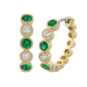 Diamond & Emerald Hoop Earrings-Earrings-Spark Creations-hurdles-jewelry-boulder-colorado