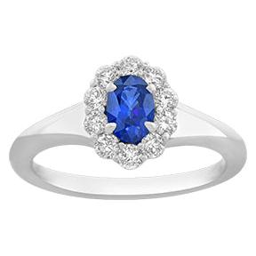 Oval Sapphire & Diamond Halo Ring-Ring-Spark Creations-I don' know or see my size-hurdles-jewelry-boulder-colorado