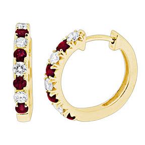 Ruby & Diamond Hoop Earrings-Earrings-Spark Creations-hurdles-jewelry-boulder-colorado