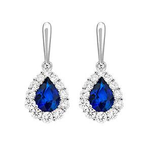 Sapphire & Diamond Drop Earrings-Earrings-Spark Creations-hurdles-jewelry-boulder-colorado
