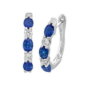 Sapphire & Diamond Huggie Earrings-Earrings-Spark Creations-hurdles-jewelry-boulder-colorado