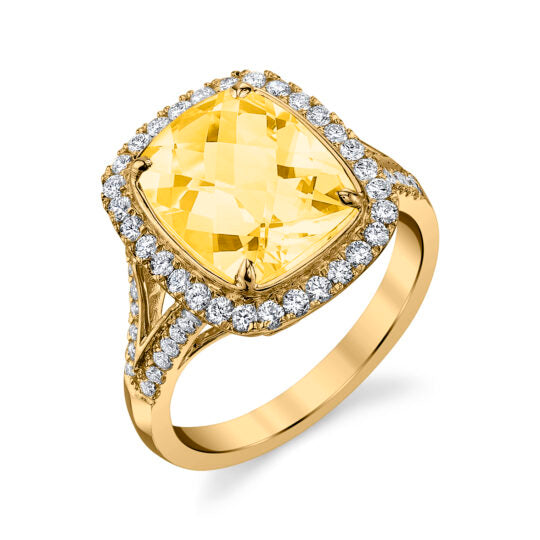 Checkerboard Light Citrine & Diamond Ring-Ring-Stanton Color-I don' know or see my size-hurdles-jewelry-boulder-colorado