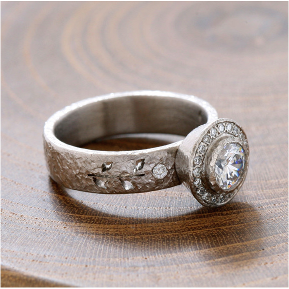 Leaf Diamond Engagement Ring-Engagement Ring-Yasuko Azuma Jewelry-I don' know or see my size-hurdles-jewelry-boulder-colorado